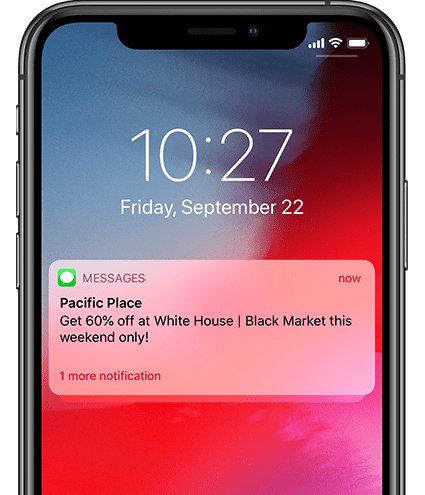 SMS Notification By Pacific Place About White House Black Market