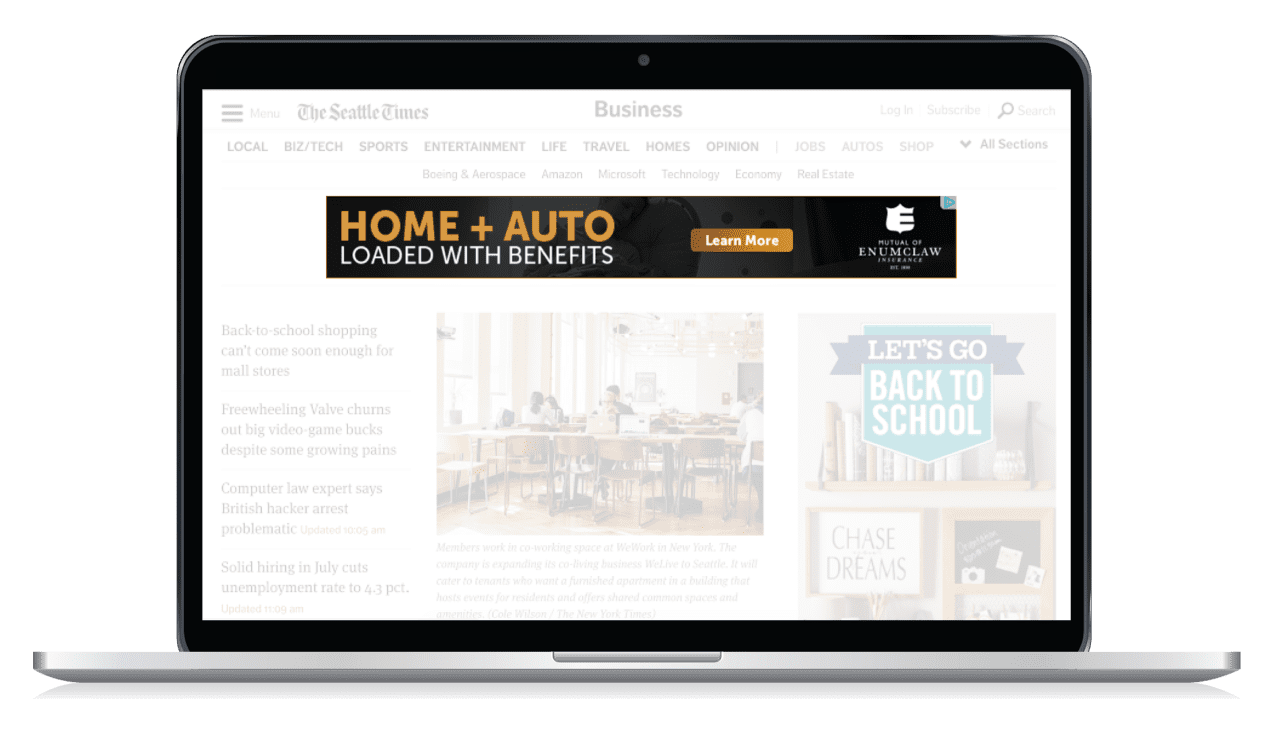 Mutual of Enumclaw Insurance Banner Ad On Laptop